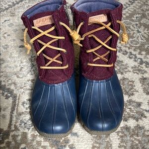 Sperry Burgundy and Blue Duck Boots